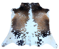 Handcrafted Medium Brown & White Cowhide Rug | Unique Animal Pattern | Luxurious Natural Hide | Hypoallergenic - Non-Slip