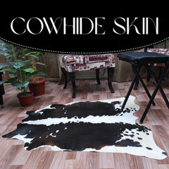 Luxurious Natural Dark Brown & White Cowhide Rug Small Area Animal Print Non Slippery Suede Back Non Shedding Hypoallergenic