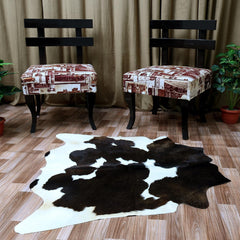 Luxurious Natural Dark Brown and White Cowhide Rug Hypoallergenic Non-Slip Area Rug - Handcrafted Small Animal Print Skin Rug with Free