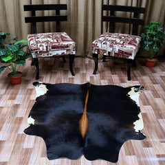 Luxury Brown & White Cowhide Rug for Elegant Home Decor - Hypoallergenic, Non-slip Backing, Non-shedding - Large Area Rug with Natural Shine