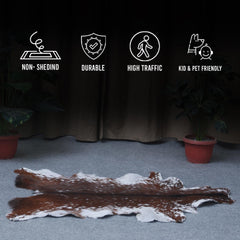 Luxury Brown & White Goat Skin Rug - Premium Hair-On Hide Rug with Unique Patterns, Non-Slip Suede Back, Sustainable - Eco-Friendly