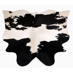 Luxurious Black and White Cowhide Rug with Hypoallergenic, Non-Slip Suede Back - Large Size - Free Shipping - Top Quality
