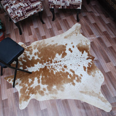 Luxurious Large Brown & White Cowhide Rug - Hypoallergenic with Non-Slip Backing for Sophisticated Home Decor