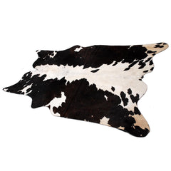 Luxurious Large Black & White Cowhide Rug with Natural Hair for Stylish Home Decor - Allergen-Free Living - Celestial Leather Limited