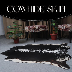 Stunning Black & White Cowhide Rug | Hypoallergenic - Non-shedding | Luxurious - Durable Animal Print Carpet for Lounge | Free UK Shipping
