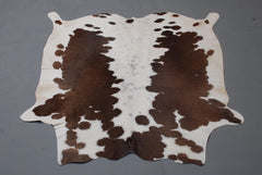 Luxury Brown and White Cowhide Rug for Elegant Home Decor - Large Size - Hypoallergenic - Non-Slip Suede Back - Non-Shedding - Free Shipping - Celestial Leather Limited