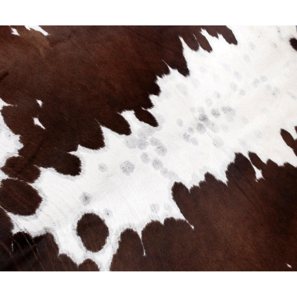 Luxury Brown and White Cowhide Rug for Elegant Home Decor - Large Size - Hypoallergenic - Non-Slip Suede Back - Non-Shedding - Free Shipping - Celestial Leather Limited