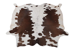 Luxury Brown and White Cowhide Rug for Elegant Home Decor - Large Size - Hypoallergenic - Non-Slip Suede Back - Non-Shedding - Free Shipping - Celestial Leather Limited