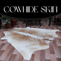 Luxury Brown & White Cowhide Rug for Elegant Home Decor - Hypoallergenic, Non-Slip, Non-Shedding - Perfect for Upholstery - Area Rugs - Free - Celestial Leather Limited