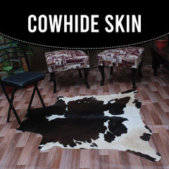 Luxurious Brown & White Cowhide Rug - Hypoallergenic, Non-Slip, Non-Shedding - Large Area Rug with Soft Natural Hair - Free Shipping!