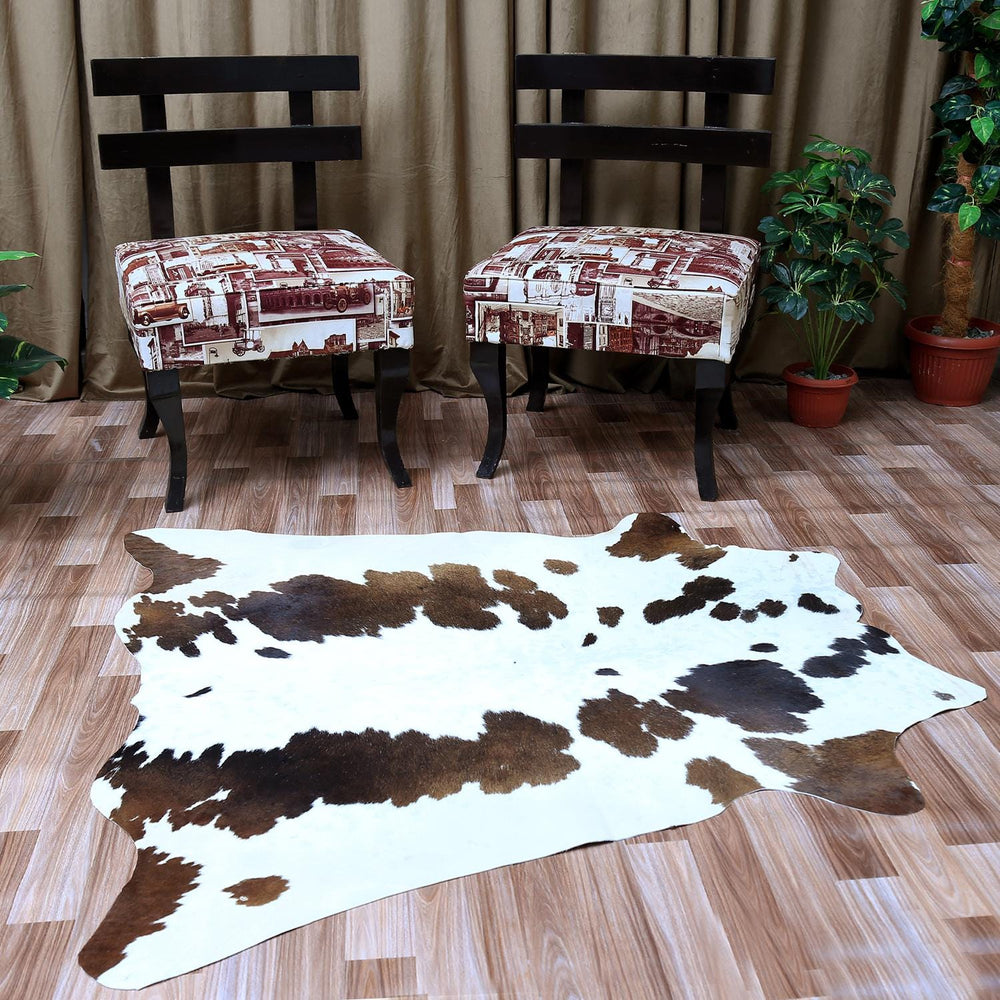 Luxury Brown & White Cowhide Rug - Hypoallergenic, Non-Slip Back, Non-Shedding - Durable - Versatile Home Decor Rug - Free UK Shipping - Celestial Leather Limited