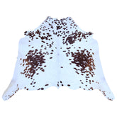 Luxury Hypoallergenic Brown & White Cowhide Rug with Non-Slip Suede Back - Large Size, Natural Hair - Radiant Sheen - Perfect for Home Decor - Celestial Leather Limited