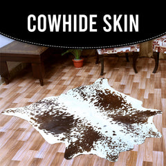 Luxurious Dark Brown & White Cowhide Rug - Large Animal Print Hypoallergenic Non Slippery Center Piece for Bedroom - Free Shipping in UK - Celestial Leather Limited