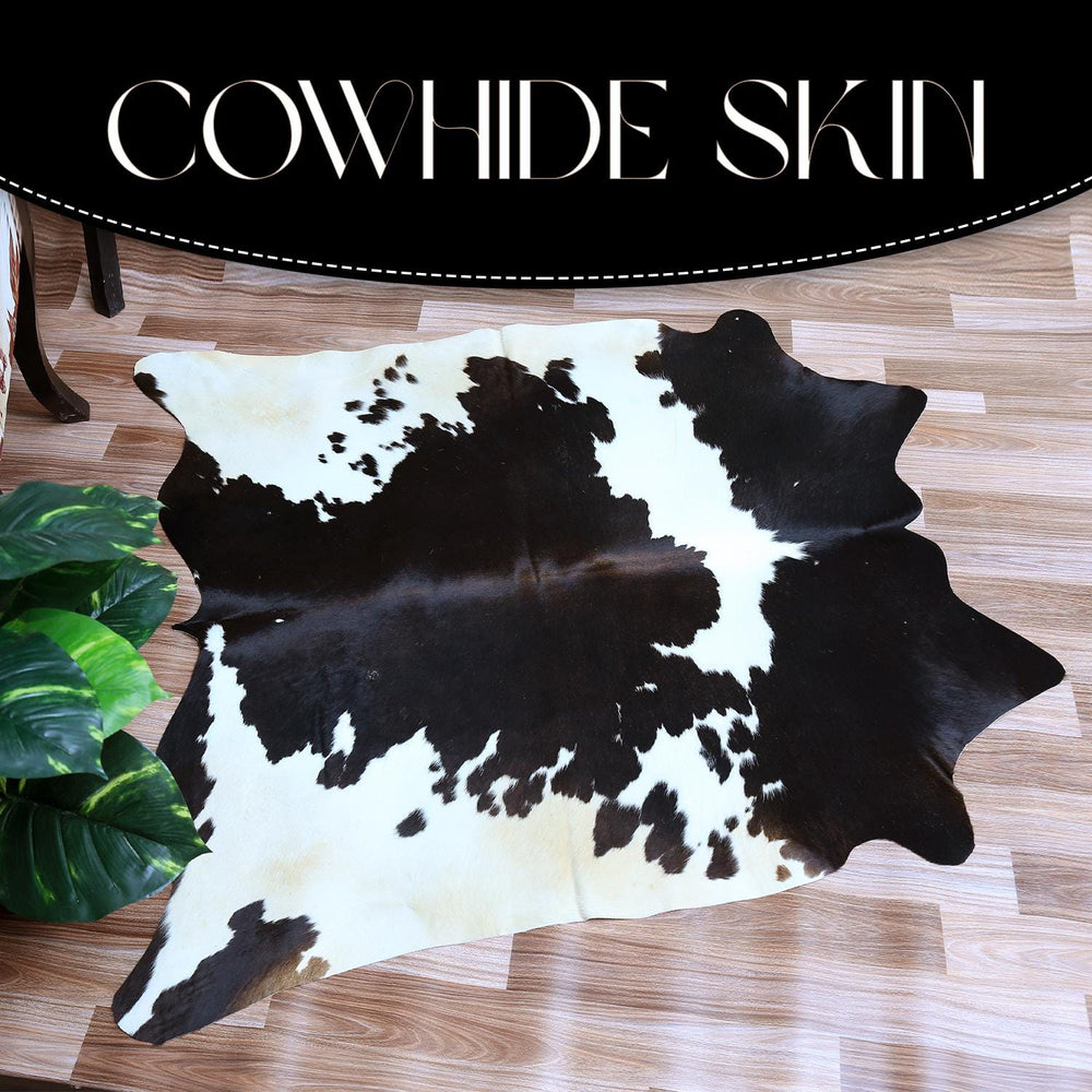 Luxury Handcrafted 100% Natural Cowhide Skin Area Rug with Unique Brown and White Animal Print - Hypoallergenic, Durable, and Versatile - Celestial Leather Limited