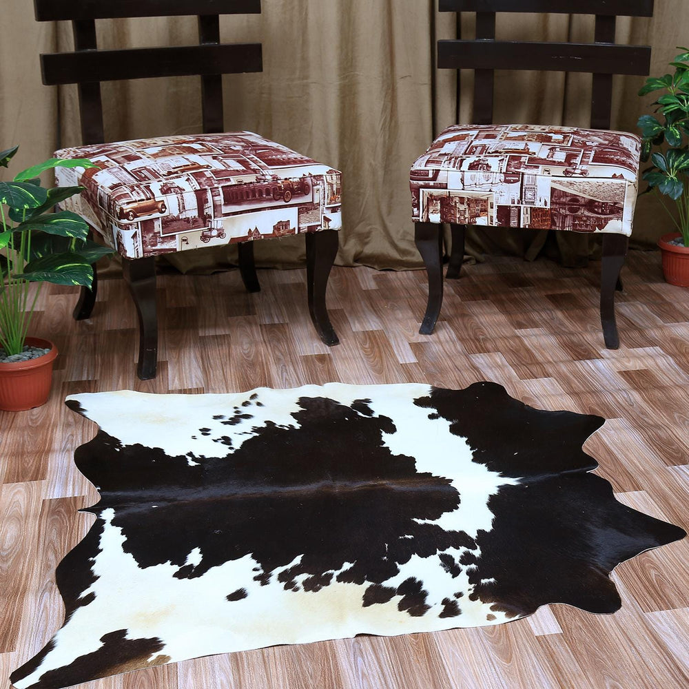 Luxury Handcrafted 100% Natural Cowhide Skin Area Rug with Unique Brown and White Animal Print - Hypoallergenic, Durable, and Versatile - Celestial Leather Limited