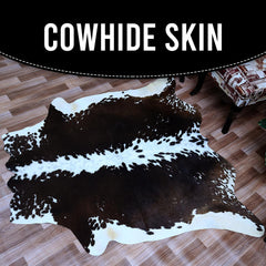 Luxurious Brown & White Cowhide Rug - Large Size, Hypoallergenic, Non-slip Suede Back, Non-shedding, Top Quality, FREE Shipping Across UK - Celestial Leather Limited