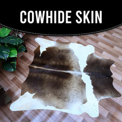 Luxurious Brown and White Cowhide Rug, Hypoallergenic with Non-Slip Back - Large Size - Top Quality, Perfect for Upholstery - Free Shipping! - Celestial Leather Limited