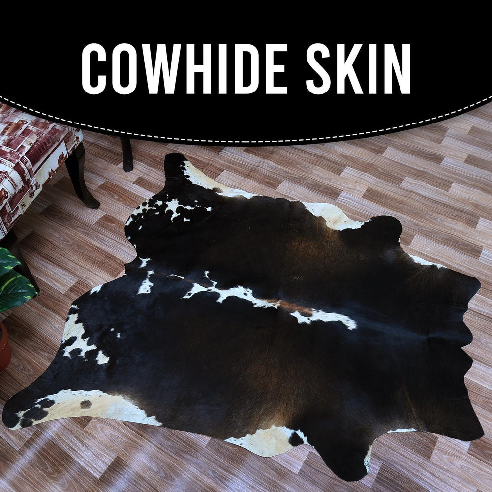 Luxurious Brown & White Cowhide Rug for Bedroom - Living Room - Hypoallergenic, Non-Slip, Non-Shedding - Large Size - Free Shipping in UK - Celestial Leather Limited