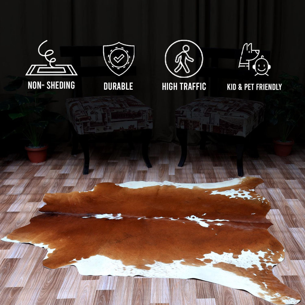 Luxury Red & White Cowhide Rug for Bedroom - Living Room - Hypoallergenic, Non-Slip Suede Back, Non-Shedding - Large Size - Free UK Shipping - Celestial Leather Limited