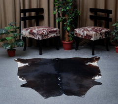 Luxurious Dark Brown & White Cowhide Rug, Hypoallergenic - Non-Slip - Handselected from Premium Hides, Stunning Centerpiece for Lounge - Celestial Leather Limited