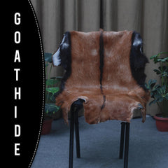 Luxurious Brown and Black Goat Hide Rug with Unique Patterns and Non-Slip Suede Back - Sustainable Eco-Friendly Accent Piece - Celestial Leather Limited