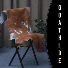 Luxurious Brown and Black Genuine Goat Hide Rug - Premium Hair-On Goat Skin Rug - Celestial Leather Limited