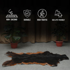 Luxurious Dark Brown and Black Goat Hide Rug - Premium Hair-On Genuine Skin - Hypoallergenic, Non-Slip Backing - Handcrafted in Asia - Celestial Leather Limited