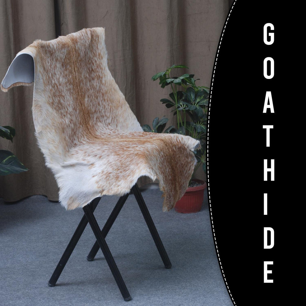 Luxurious Brown & White Goat Hide Rug - Premium Hair-On Skin, Unique Handcrafted Patterns - Hypoallergenic - Eco-Friendly - Various Sizes - Celestial Leather Limited