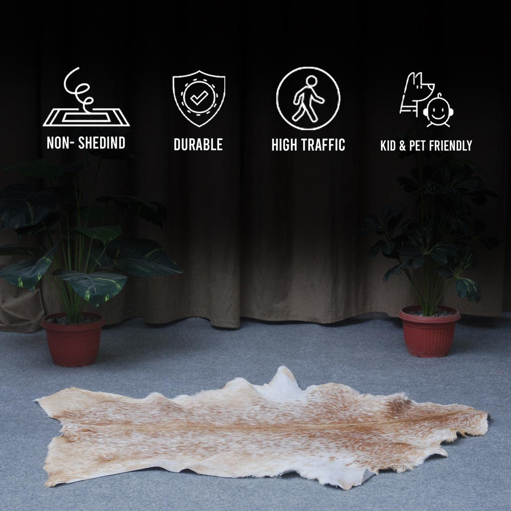 Luxurious Brown & White Goat Hide Rug - Premium Hair-On Skin, Unique Handcrafted Patterns - Hypoallergenic - Eco-Friendly - Various Sizes - Celestial Leather Limited