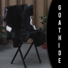 Modern Sophistication: Genuine Black & White Goat Skin Throw Rug - Hypoallergenic - Eco-Friendly - Unique Animal Skin Goathide - Non-Slip - Celestial Leather Limited