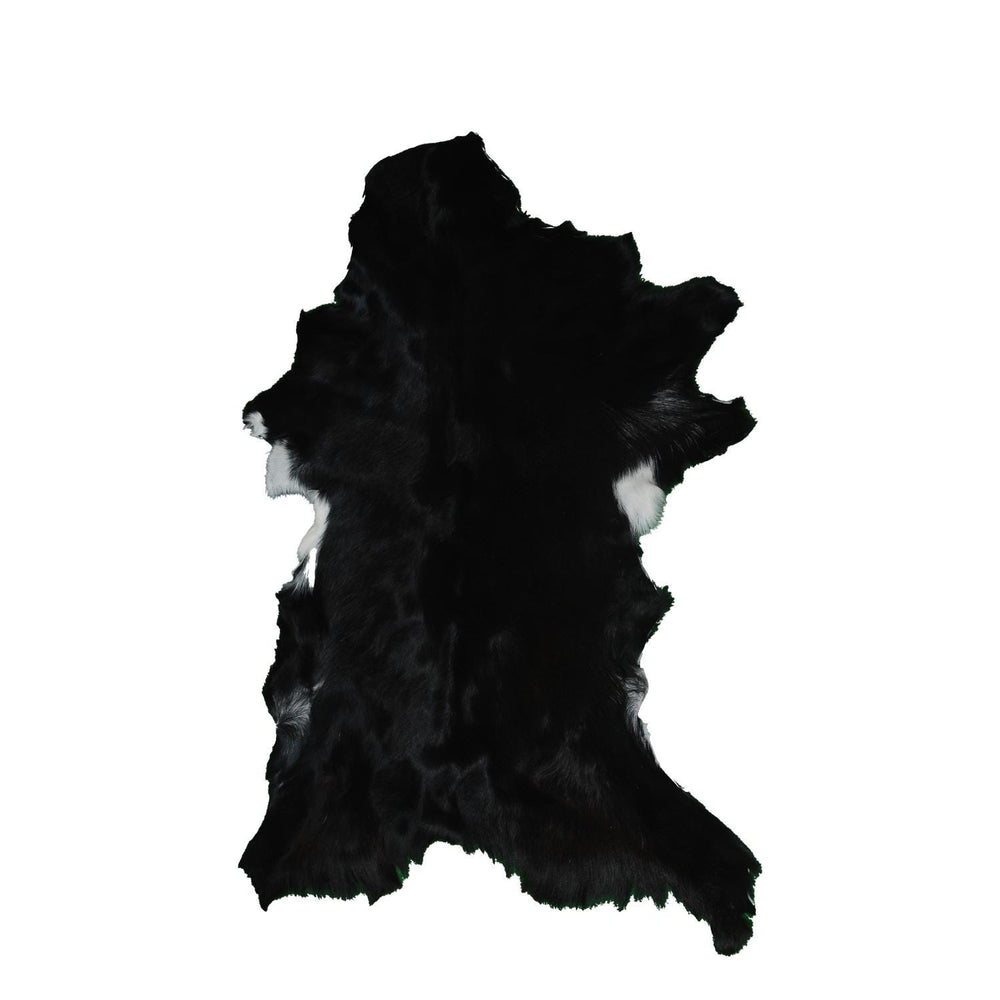 Modern Sophistication: Genuine Black & White Goat Skin Throw Rug - Hypoallergenic - Eco-Friendly - Unique Animal Skin Goathide - Non-Slip - Celestial Leather Limited