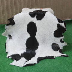 Sophisticated Black & White Goat Skin Rug - Modern Decor Accent for Home - Natural, Soft, and Unique Animal Skin Throw Rug - Celestial Leather Limited