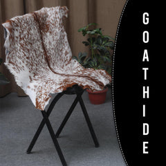 Luxurious Genuine Brown and White Goat Skin Rug | Modern Décor Floor Covering | Hypoallergenic Animal Hide Rug | Eco-Friendly Home Accent - Celestial Leather Limited