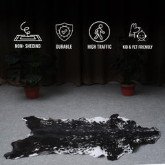 Sophisticated Black & White Genuine Goat Skin Rug - Modern Animal Hide Décor for Home - Hypoallergenic, Sustainable, Unique Pattern - Celestial Leather Limited