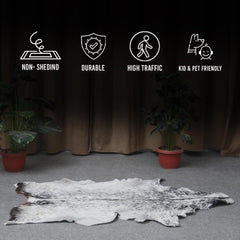 Stylish Black & White Goat Skin Rug - Modern Décor Floor Accent - Hypoallergenic - Eco-Friendly - Unique Statement Piece