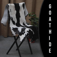 Luxury Black & White Natural Goatskin Rug - Modern Sophistication for Home Decor - Celestial Leather Limited