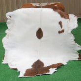 Luxurious Brown and White Goatskin Rug for Modern Home Décor - Hypoallergenic, Non-Shedding, Sustainable, Unique Hair-on Leather Rug - Celestial Leather Limited