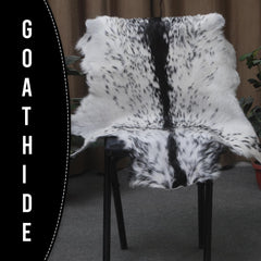 Luxury Black & White Genuine Leather Goat Skin Rug for Modern Sophistication - Style - Celestial Leather Limited