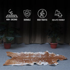 Luxurious Brown & White Premium Goatskin Rug | Handcrafted Hair-On Rug for Timeless Elegance - Sophistication in Any Room - Celestial Leather Limited