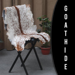 Luxury Brown and White Goat Hide Rug - Premium Handcrafted Hair-on Goatskin Rug with Non-Slip Suede Back, Sustainable and Eco-Friendly - Celestial Leather Limited