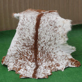 Luxury Brown and White Goat Hide Rug - Premium Handcrafted Hair-on Goatskin Rug with Non-Slip Suede Back, Sustainable and Eco-Friendly - Celestial Leather Limited