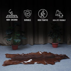 Luxurious Brown and White Goat Hide Rug - Premium Handcrafted Hair-On Goatskin Rug for Elegant Home Decor - Celestial Leather Limited