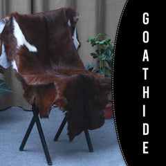 Luxurious Brown and White Goat Hide Rug - Premium Handcrafted Hair-On Goatskin Rug for Elegant Home Decor - Celestial Leather Limited