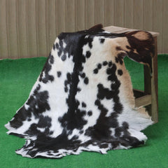 Luxurious Black White Handmade Goat Skin Rug - Unique Natural Beauty for Your Home