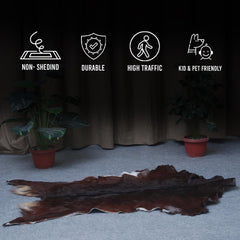 Luxury Dark Brown Goat Skin Floor Rug - Handmade from 100% Pure Goat Skin, Non-Shedding, Kid & Pet-Friendly, Eco-Friendly and Sustainable - Celestial Leather Limited