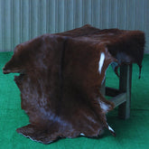 Luxurious Brown and White Goat Skin Rug - Premium Handcrafted Hair-On Goatskin Rug for Elegant Home Decor - Celestial Leather Limited