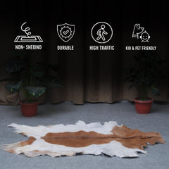Luxury Brown & White Goat Skin Rug - Handmade 100% Pure Goat Skin - Soft, Non-Shedding, Sustainable & Unique - Eco-Friendly Floor Rug - Celestial Leather Limited