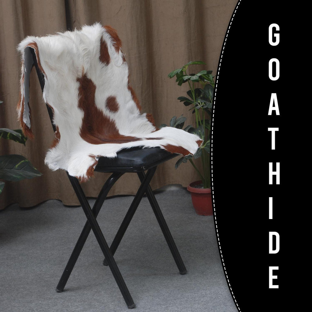 Luxury Brown & White Goat Skin Rug Handmade from Pure Goat Skin Leather - Soft, Durable, Eco-Friendly, Unique Colour Variations - Celestial Leather Limited