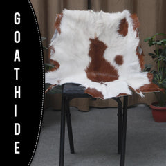 Luxury Brown & White Goat Skin Rug Handmade from Pure Goat Skin Leather - Soft, Durable, Eco-Friendly, Unique Colour Variations - Celestial Leather Limited