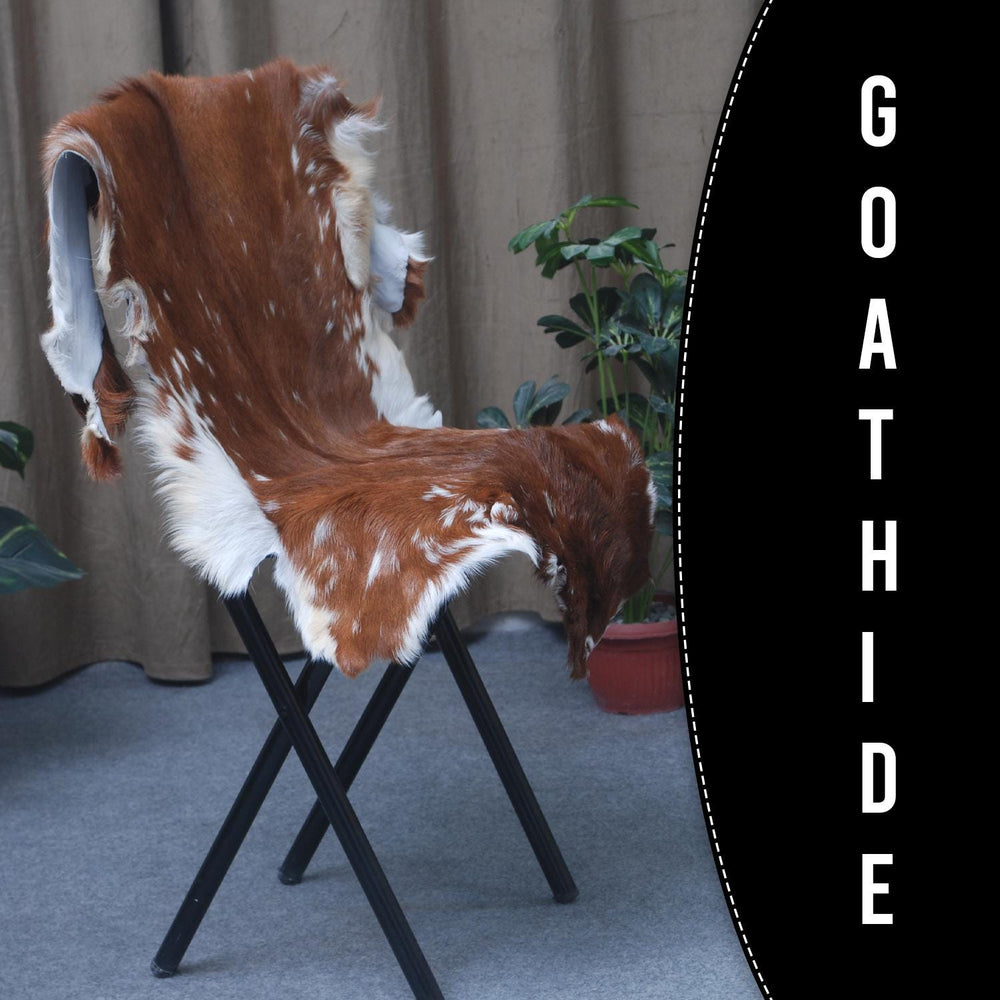 Luxury Brown & White Goat Hide Rug | Premium Hair-On Skin Rug for Home Decor - Celestial Leather Limited